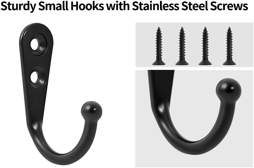 20 Pcs Key Hooks Coat Hooks for Hanging, Key Holder, Wall Mount Hook with Stainless Steel Screws, Command Hooks Utility Hangers for Key, Hat, Cup, Coat, Picture (White)