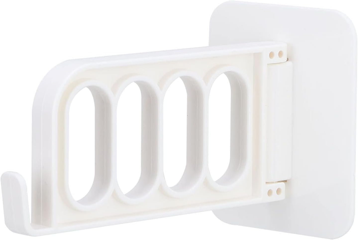 GOTOTOP Laundry Rack, PVC Wall Mounted Clothes Dryer Rack with Traceless Adhesive, 4 Hole Rotating Hanger, 5kg Load, Space Saving for Bathroom Closet Door Glass (Beige)