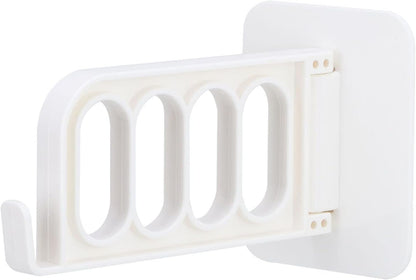 GOTOTOP Laundry Rack, PVC Wall Mounted Clothes Dryer Rack with Traceless Adhesive, 4 Hole Rotating Hanger, 5kg Load, Space Saving for Bathroom Closet Door Glass (Beige)