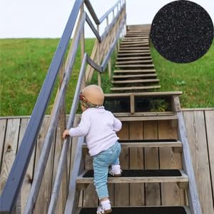 Qilima Anti Slip Tape - Waterproof Non Slip Stair Grips, Outdoor Adhesive Grip Tape for Step Treads, Black, 2inx16.5ft