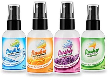 Flushie Pre-Toilet Spray Travel Size Toiletries Bathroom Spray for Toilet Deodorizer Traveling Essentials - Poop Odor Eliminator (Linen, 1oz 3pack)