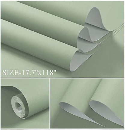 Dimoon 118''x17.7'' Green Peel and Stick Wallpaper Contact Paper Modern Self Adhesive Wall Paper Removable Renter Friendly Textured Solid Color Shelf Cabinet Vinyl Roll (118''x17.7'',Dark Green) - Colors B