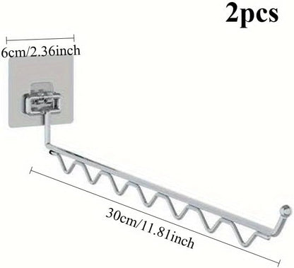 2PCS Wall Mounted Drying Rack Laundry Room Organization Clothes Hanger Rack Stainless Steel Folding Clothes Drying Racks Wall-Mounted Adhesive Balcony Tool Hanger Racks Space Saving