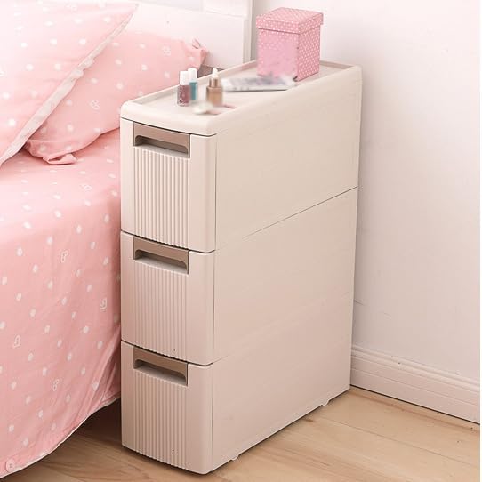 3 Tier Narrow Storage Cabinet with Wheels,Slim Rolling Cart with 3 Drawers,Bathroom Mobile Plastic Cabinets for Small Spaces