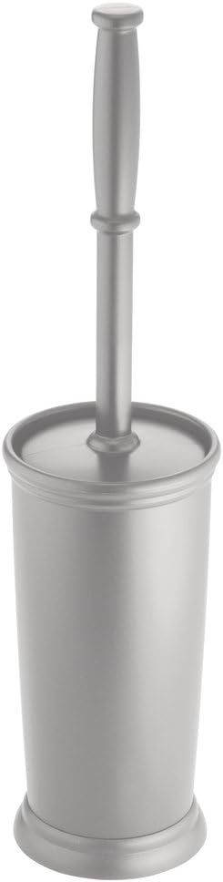 InterDesign Kent Plastic Toilet Bowl Brush Set, Classic Design Slim Compact Bowl Brush and Holder for Bathroom - Sturdy, Deep Cleaning, 4.25" x 4.25" x 16", White