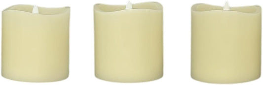 Stonebriar 6 Count White Real Wax 3x3 Flameless LED Pillar Candles with Remote and Timer