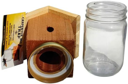 Wood Carpenter Bee Trap for Outside - Wood Boring bee Trap - Amish-Made Rustic Cedar Outdoor Hanging- Insect Traps Removes Carpenter Bee