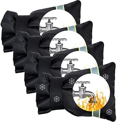 Outdoor Faucet Cover, Faucet Cover Socks for Winter Freeze Protection with Reflective Strips, Waterproof Insulated Spigot Tap Cover, Reusable Sprinkle Valve Insulation Wrap and Hose Bib Cover, 4 Pack