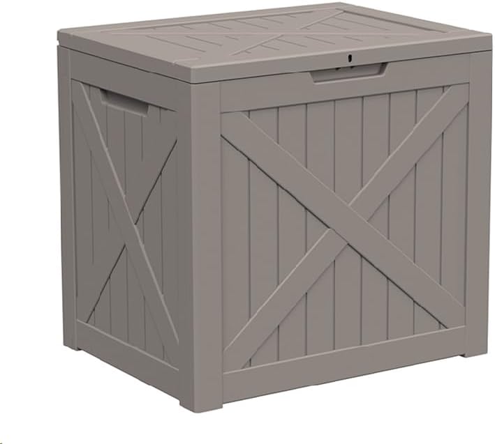 125Gal Outdoor Storage Box, Lockable Deck Box with Hydraulic Lid | Waterproof UV-resistant, Durable outdoor bin for patio cushions, pool accessories & garden tools. Keeps contents secure & dry