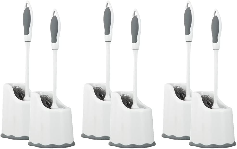Superio Toilet Bowl Brush and Holder with Under Rim Cleaner for Bathroom, Toilet Brush and Caddy with Non Scratch Bristles and Under Rim Lip Brush