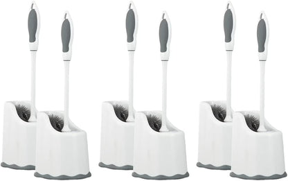 Superio Toilet Bowl Brush and Holder with Under Rim Cleaner for Bathroom, Toilet Brush and Caddy with Non Scratch Bristles and Under Rim Lip Brush