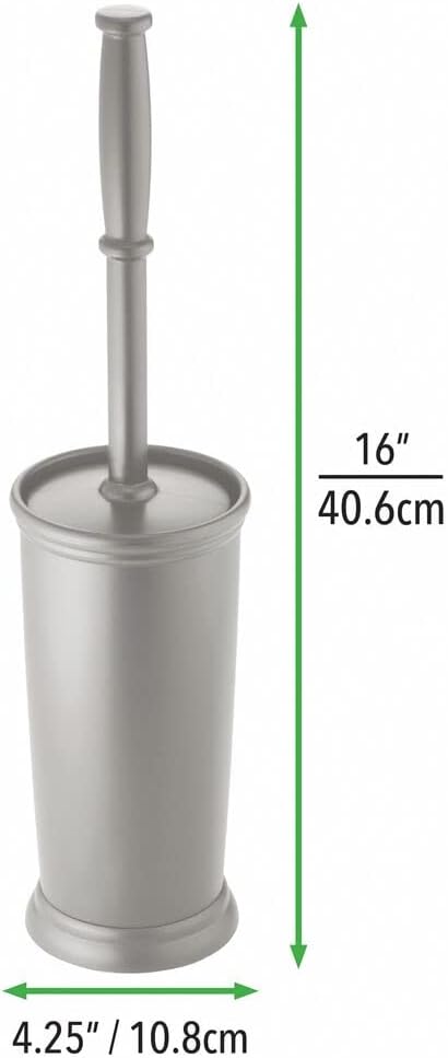 mDesign Metal Freestanding Slim Toilet Bowl Brush and Holder