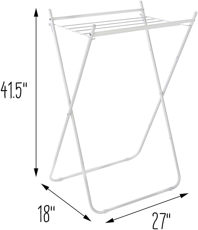 Honey-Can-Do Collapsible Metal Clothes Drying Rack, Foldable Laundry Rack Holds 40 lbs, Hanger-Friendly Design with Non-Skid Feet, Space-Saving Accordion Fold, Indoor Outdoor, White