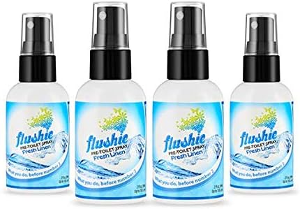 Flushie Pre-Toilet Spray Travel Size Toiletries Bathroom Spray for Toilet Deodorizer Traveling Essentials - Poop Odor Eliminator (Linen, 1oz 3pack)