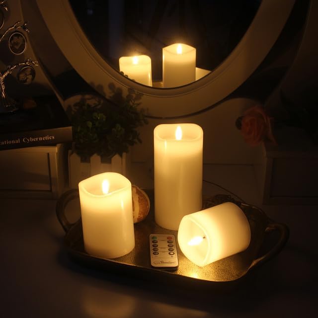 Stonebriar 3 Pack White Real Wax Assorted Size Flameless LED Pillar Candles with Remote and Timer
