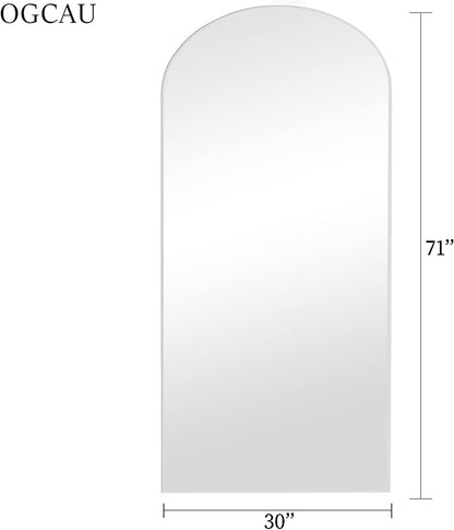 OGCAU Floor Full Length Mirror, 56"x20" Arched Full Body Mirror, Hanging or Leaning, Standing, Wall Mounted with Aluminum Frame for Bedroom Living Room, White