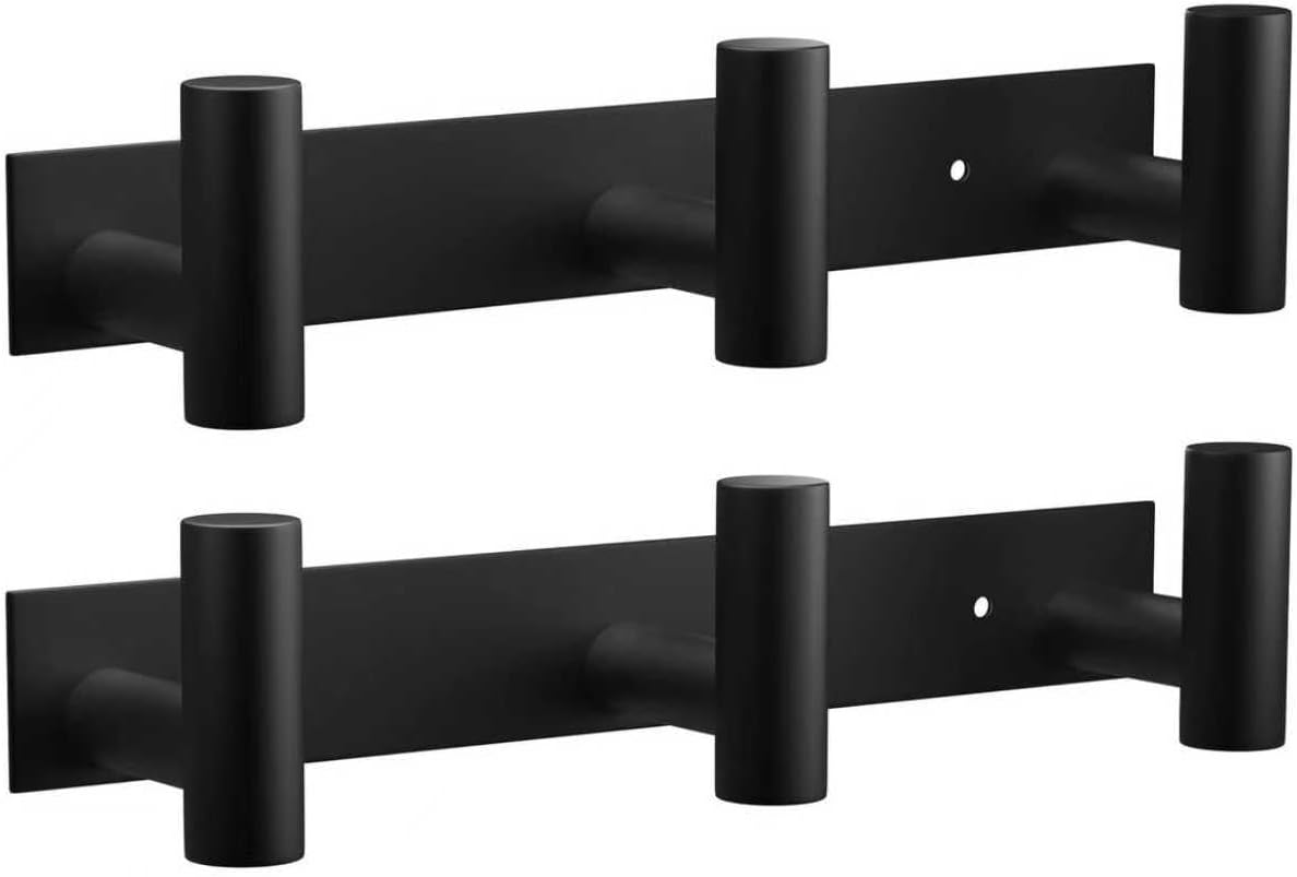 VAEHOLD Black Hat and Coat Wall Mount Rack - 3 Hooks for Robes, Bags, Keys, and Towels - Bathroom Towel Hanger Organizer (1 Pack)