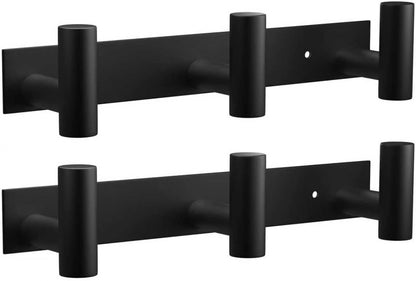 VAEHOLD Black Hat and Coat Wall Mount Rack - 3 Hooks for Robes, Bags, Keys, and Towels - Bathroom Towel Hanger Organizer (1 Pack)