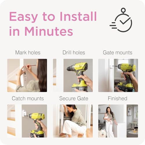 Retractable Baby Gate Perma Child Safety 33" Tall x 55” Wide, Mesh, for Stairs, Doorways, Dogs, Pets, Indoor, Outdoor, One-Handed Operation, Locking, Easy Install, Hardware Mount, White