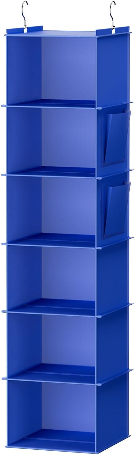 YOUDENOVA Hanging Closet Organizer, 6-Shelf Closet Hanging Storage Shelves, 2 Packs, Grey