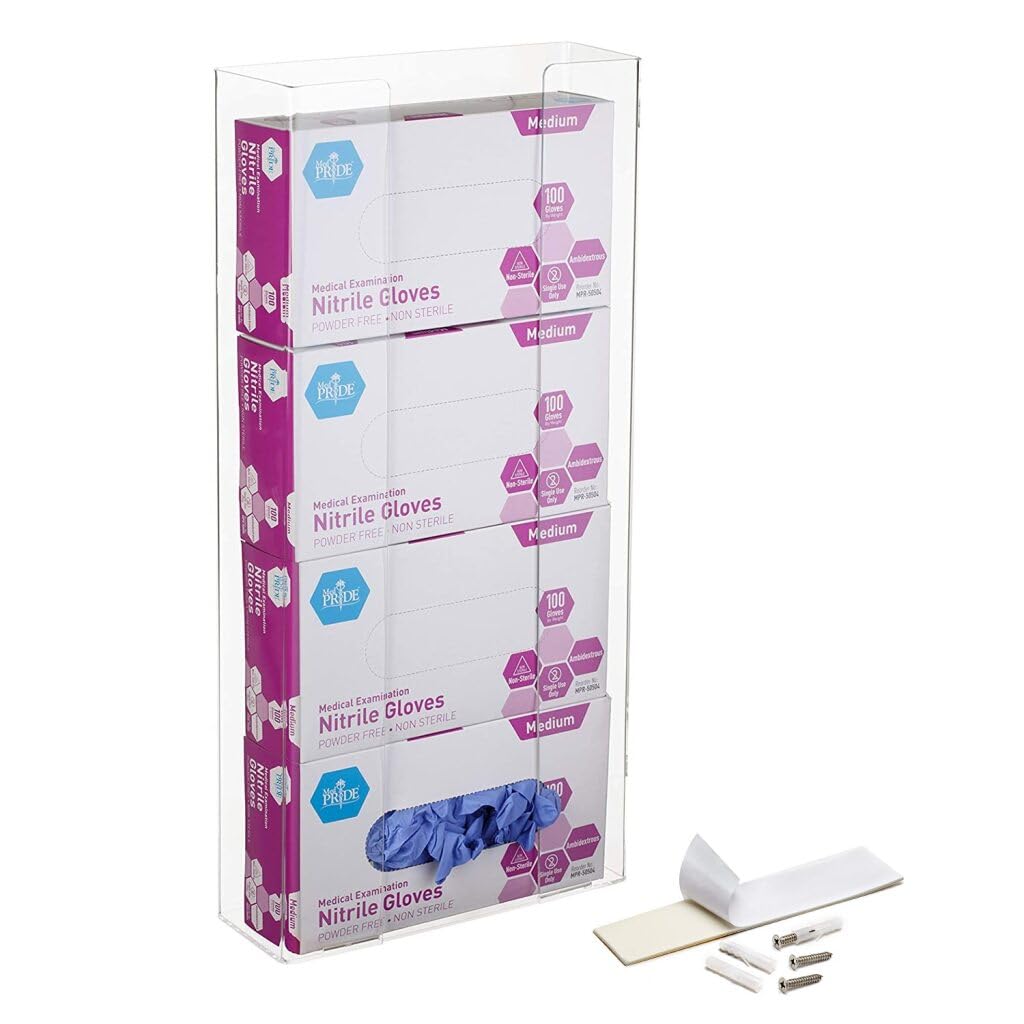 AdirMed VivaEssentials Double Glove Box Holder, Wall Mount or Free Standing Black Acrylic Glove Holder