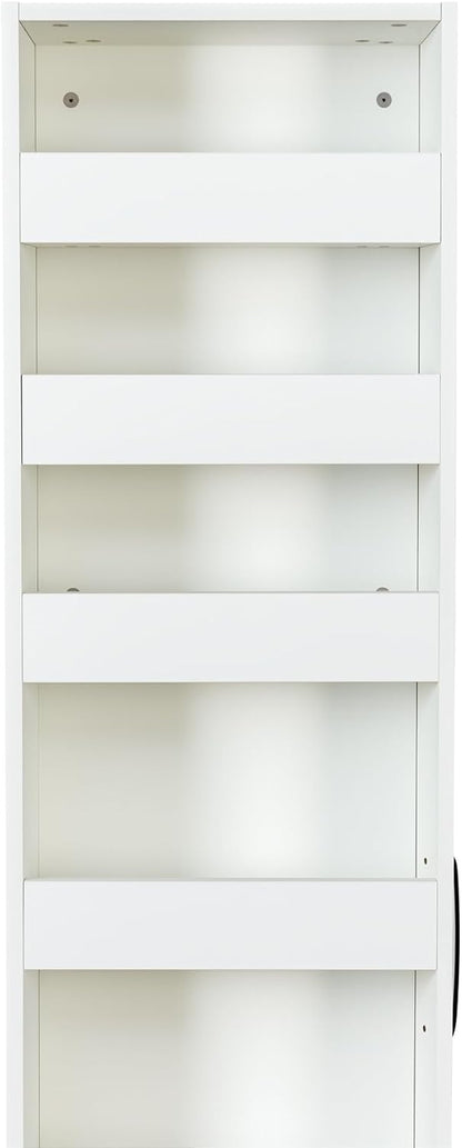 71" Tall Narrow Pantry Cabinet on Wheels, 7 Tier Slim Pull Out Pantry Cabinet 7.87"W Rolling Spice Rack Next to Fridge, Rolling Kitchen Storage Shelf with Handle for Narrow Small Space (Walnut)