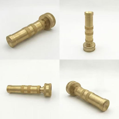 Brass Hose Nozzle, Heavy Duty, Adjustable High Pressure, 3/4" GHT | Uncoated solid brass nozzle, adjustable high-pressure spray, leak-proof, rust-proof, fits standard hose. Garden & car wash.