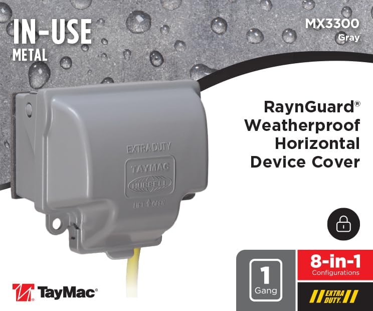 TayMac MX3200 RaynGuard Extra Duty Metal Weatherproof in-Use Cover, 1-Gang, Gray, 3.55 x 3.37 x 6.12 inches