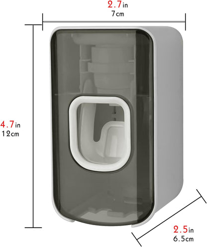 2 Slot Toothbrush Holder and Toothpaste Dispenser Wall Mounted, Automatic Toothpaste Squeezer, 2 in 1 Tooth Brush Toothpaste Organizer for Shower (Grey)
