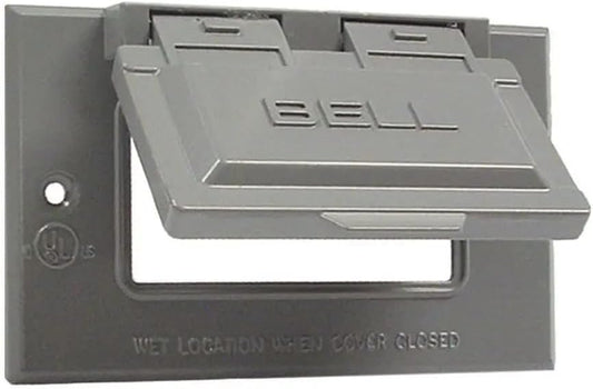 BELL 1-Gang Gray Horizontal GFCI Weatherproof Electrical Outlet Cover 5101-0, Outdoor Outlet Cover for Electrical Box, Scratch-Resistant Aluminum Weatherproof Cover