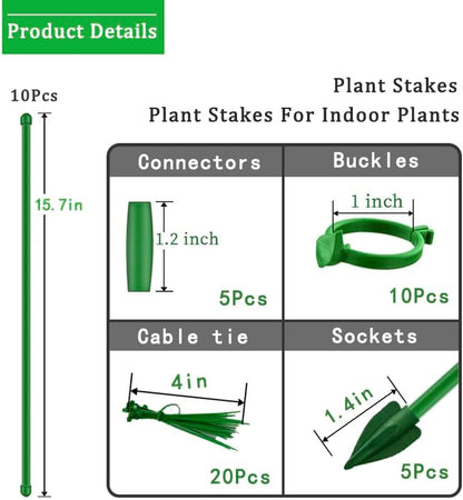 Plant Stakes for Indoor Plants,10PCS Plant Sticks 15.7in Plant Support Stakes for Potted Tomato Vegetables, Orchid Stakes with Clips for Indoor Outdoor