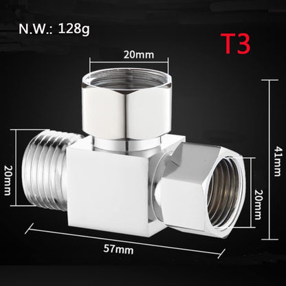 Water Diverter Fitting Adapter, Add-A-Tee G1/2" Hose Connector Adapter for Angle Valve adapter, Shower arms, Toliet Bidet Sprayer, Hose Pipe Fittings (3 Way T2)