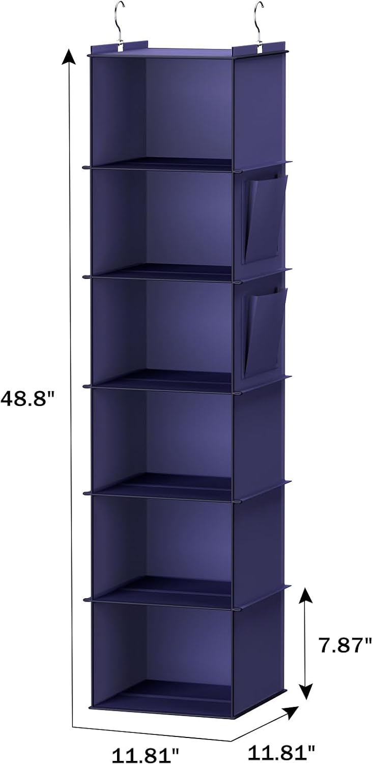 YOUDENOVA Hanging Closet Organizer, 6-Shelf Closet Hanging Storage Shelves, 2 Packs, Grey