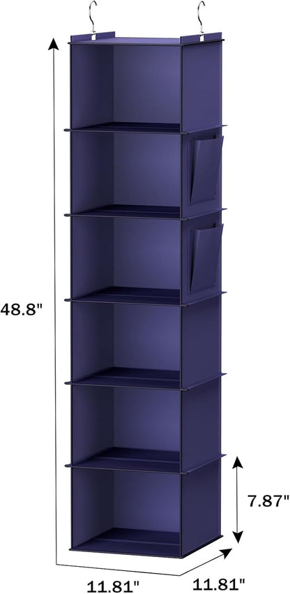 YOUDENOVA Hanging Closet Organizer, 6-Shelf Closet Hanging Storage Shelves, 2 Packs, Grey