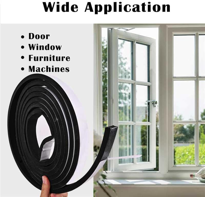 Black Foam Insulation Tape with Self-Adhesive Backing,Closed Cell Foam Weatherstripping 1/2 inch Wide x 3/8 inch Thick,Soundproofing Door Weather Seal Strip for Door and AC Window Seal,High Denisty