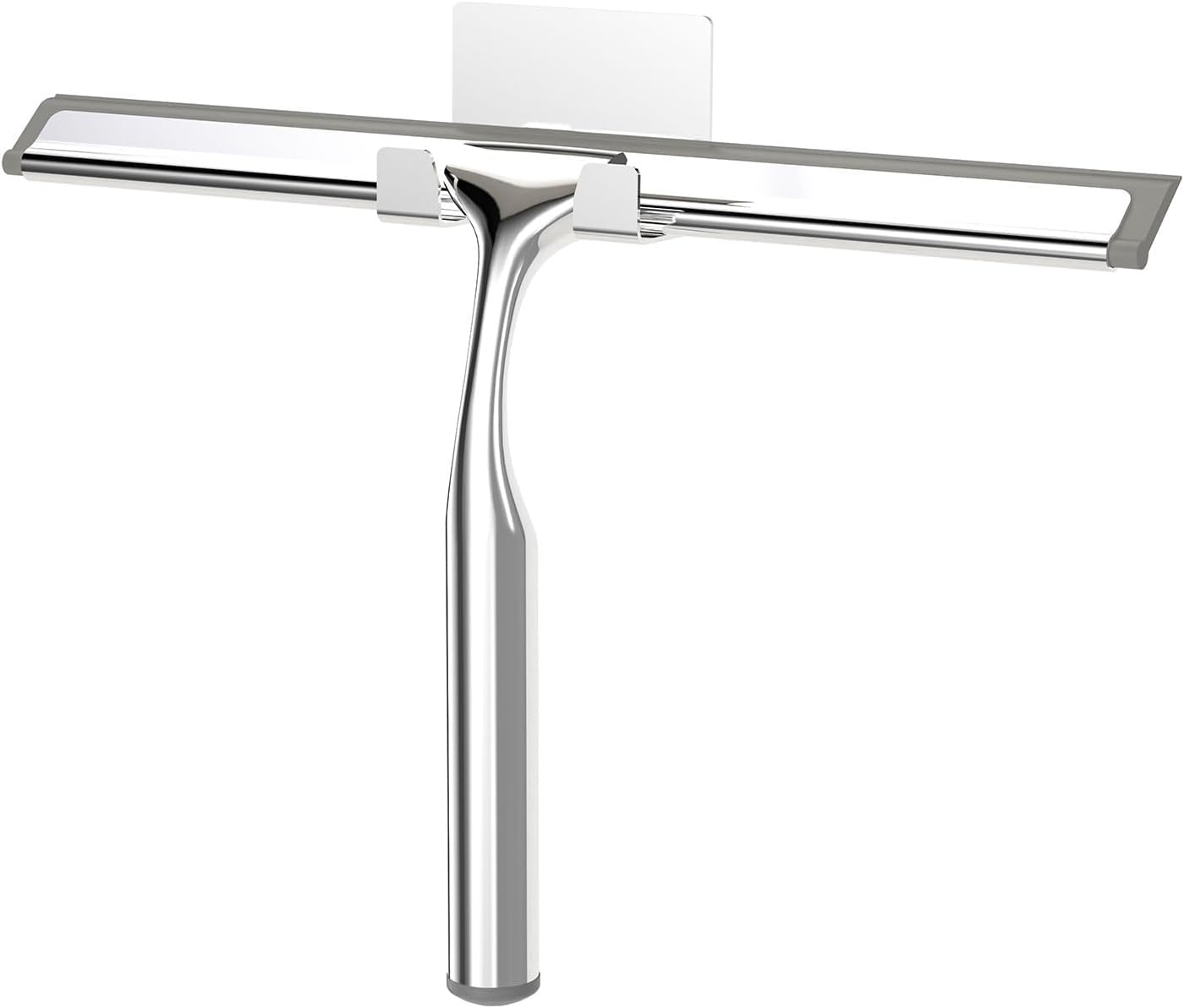 Stainless Steel Shower Squeegee for Glass Doors, Multi-Purpose Squeegee for Shower Glass, Bathroom and Car Windows, Squeegee with Adhesive Hook-10”, Black