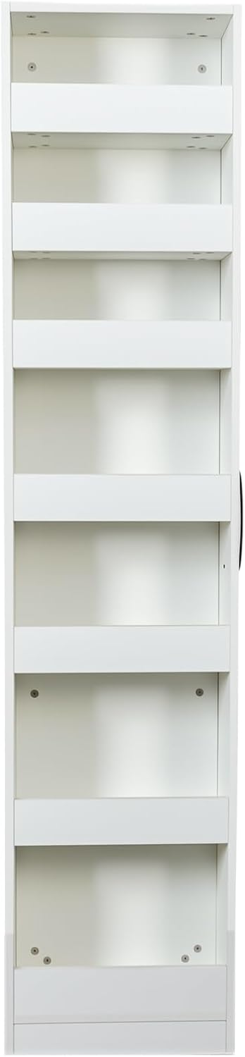 7 Tier Pull Out Cabinet Organizer, Pull Out Spice Rack, Rolling Kitchen Pantry Storage Cabinet, Open Shelf for Kitchen, Narrow Spaces, Wood Spice Rack Next to Fridge, White
