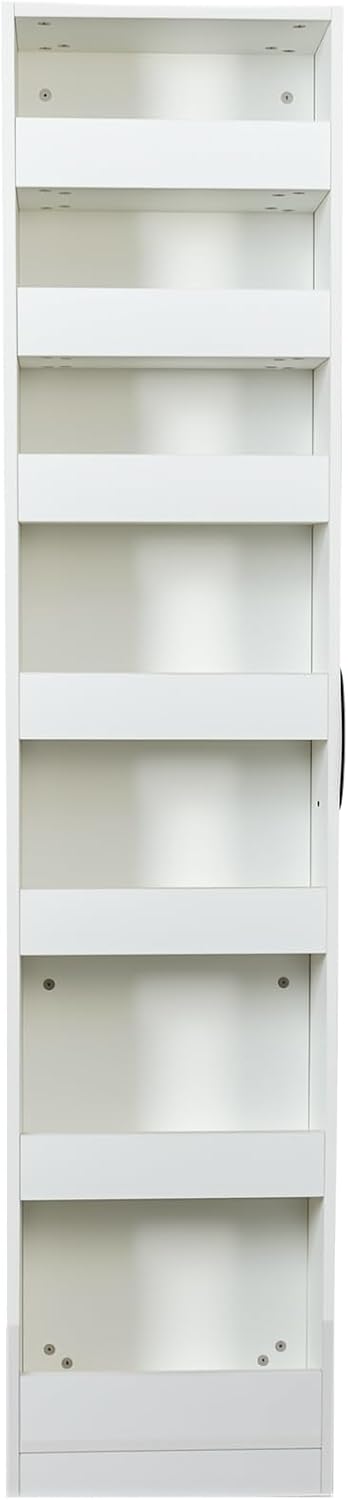 7-Tier Narrow Pull-Out Storage Shelf with Wheels & Handle, 7.87-Inch Slim Rolling Organizer Cart for Kitchen Pantry, Laundry Room, Bathroom, Small Spaces Between Refrigerator & Washer (Black)