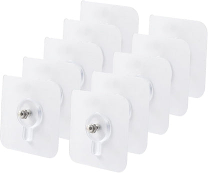 20pcs Adhesive Wall Hooks, Stainless Steel & PVC, Transparent, Heavy Duty, Waterproof, Rustproof, Oilproof | Heavy Duty, Waterproof, Rustproof, Oilproof, Non-Trace Stick