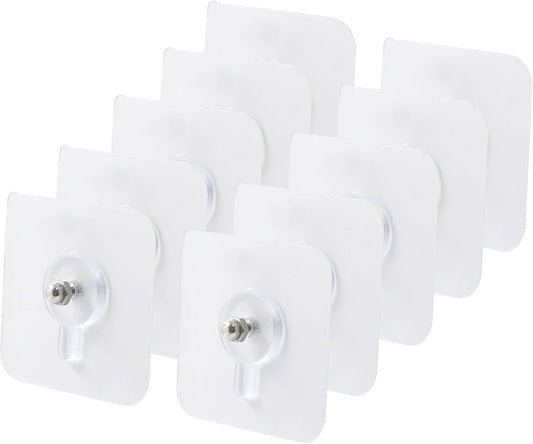 20pcs Adhesive Wall Hooks, Stainless Steel & PVC, Transparent, Heavy Duty, Waterproof, Rustproof, Oilproof | Heavy Duty, Waterproof, Rustproof, Oilproof, Non-Trace Stick