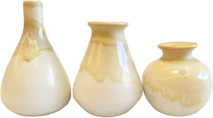 Daittin 3-Piece Ceramic Vase Set - Small Bud Vases for Dried/Fresh Flowers, Tabletop Decor for Living Room, Bedroom & Office, Compact & Stylish Decor Pieces for Gift Givers (Pink)