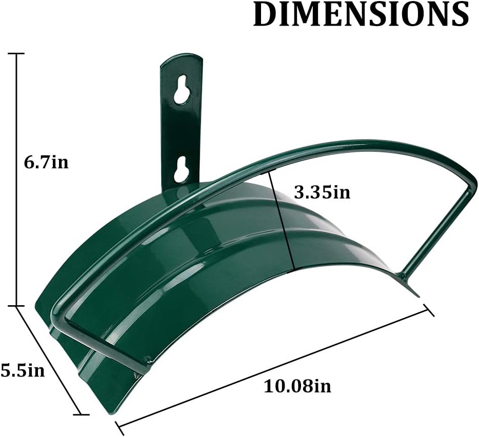 Eastrans Deluxe Wall Mount Garden Hose Hanger Duty Metal Hose Holder Easily Holds 125 3/4’’ Hose Solid Steel Extra Bracing Forest Green