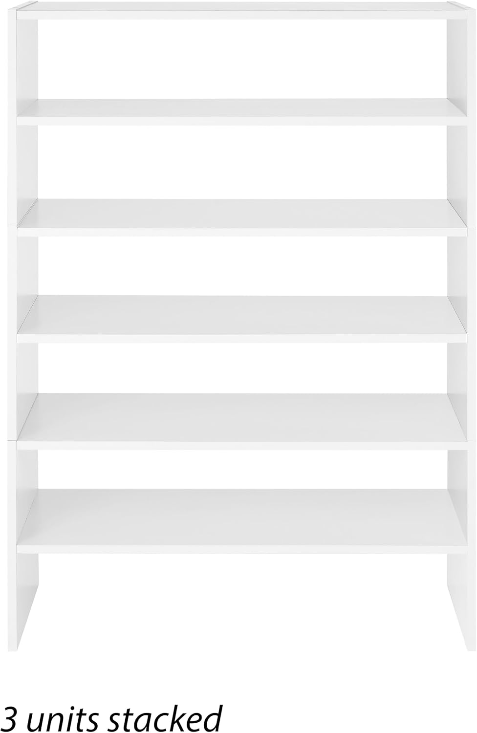 Whitmor Wood Stackable 2-Shelf Shoe Rack, White, 24 inches