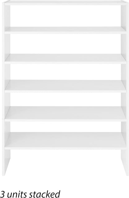 Whitmor Wood Stackable 2-Shelf Shoe Rack, White, 24 inches