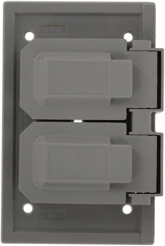 Leviton Cover, 1-Gang for Duplex Receptacles, Plastic Enclosure, for FS Type Box Mount Only, 4976-FS Outdoor Outlet Cover with Self-Closing Lid, Weatherproof, Gray