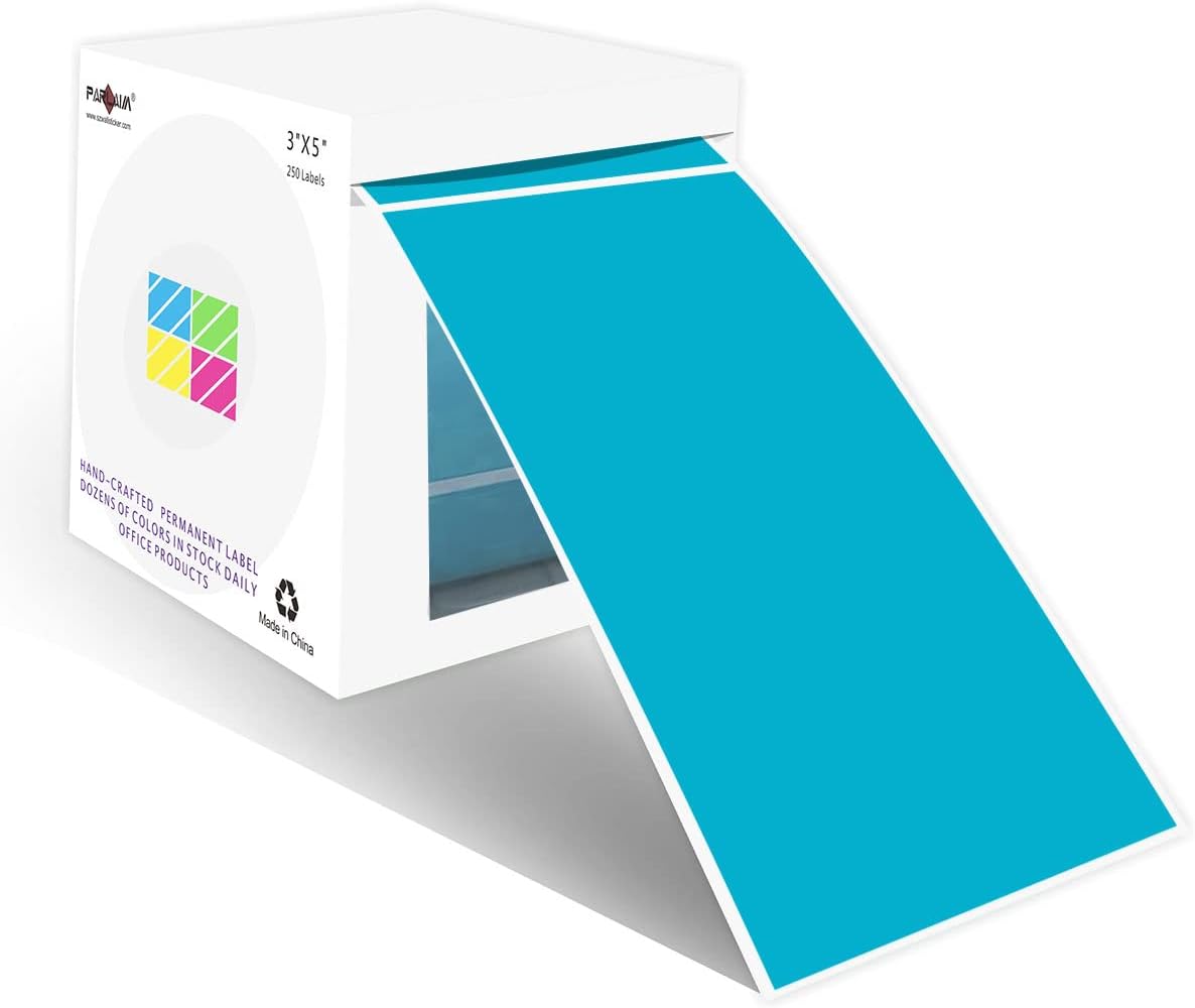 PARLAIM 3 X 5 Inch Rectangle Adhesive Color Coding Stickers,Square Inventory Stickers -250 Per Dispenser Box (Fluorescent Green)