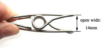 HAHIYO Clothespins Chip Clips All Metal Stainless Steel No Rust Stains Strong Grip in Heavy Wind 2 Inches 24 Pack Do Not Fall Apart Open Wide for Holding Clothes Snack Bag Clamps