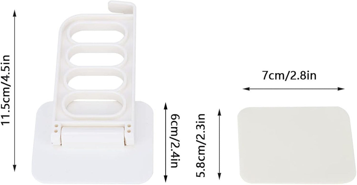GOTOTOP Laundry Rack, PVC Wall Mounted Clothes Dryer Rack with Traceless Adhesive, 4 Hole Rotating Hanger, 5kg Load, Space Saving for Bathroom Closet Door Glass (Beige)