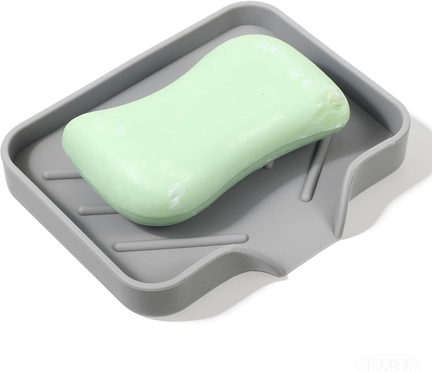 Silicone Bathroom Soap Dishes with Drain Spout Soap Dispenser Tray Sponge Holder Self Draining Kitchen Sink Counter Organizer Caddy for Dispenser Scrubber Bottle Cup(Black)