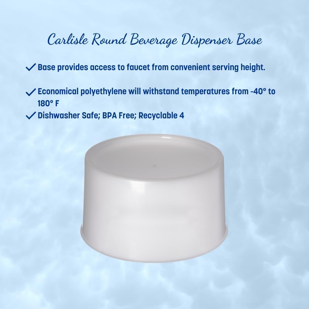 Carlisle FoodService Products Round Beverage Dispenser, Durable Drink Dispenser with Spigot and Sturdy Base for Catering, Events, and Parties, Plastic, 5 Gallons, Black